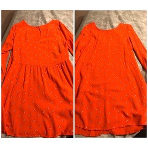 Red floral long sleeve dress